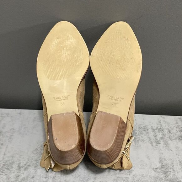 Zara Suede Gold Studded Ankle Boots/Booties Size 36 US 6 - Picture 15 of 16
